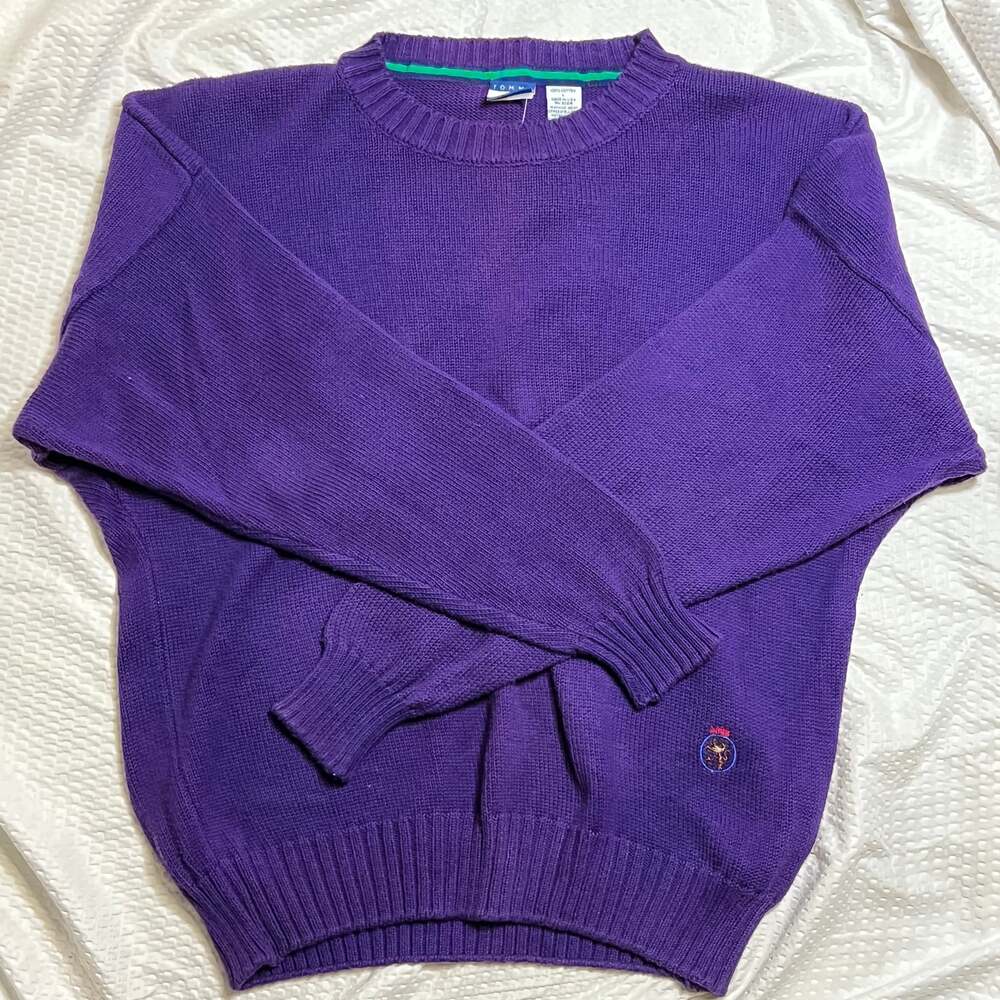 Vintage Tommy Hilfiger Purple Crewneck Knit Sweater 100% COTTON